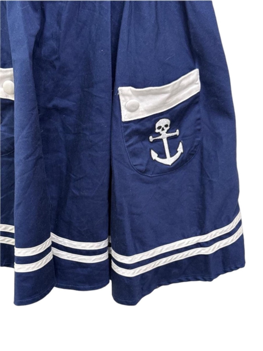 Hell Bunny Navy White Sailor Mini Dress Women's Size S - Picture 4 of 8